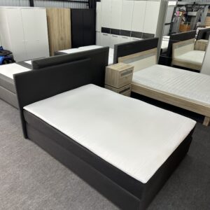 Fekete Boxspring Franciaágy 140x200