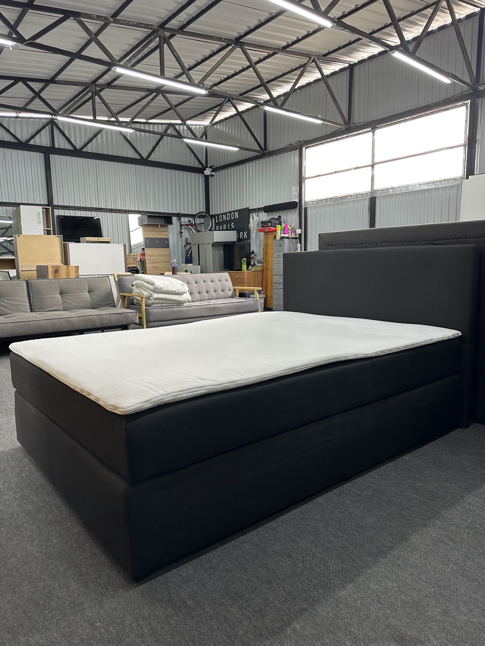 Fekete Boxspring Franciaágy 140x200 - Image 3