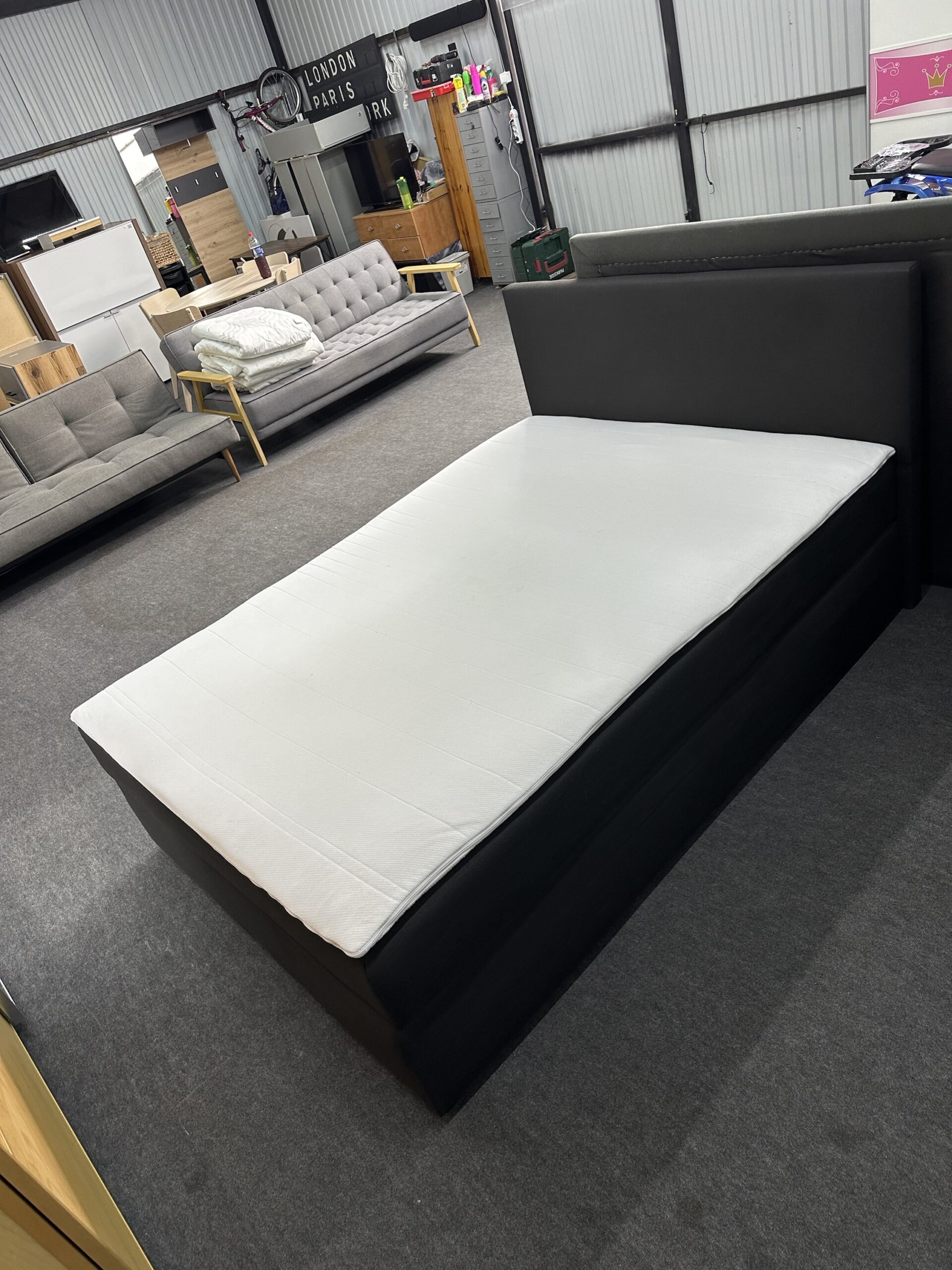 Fekete Boxspring Franciaágy 140x200 - Image 4